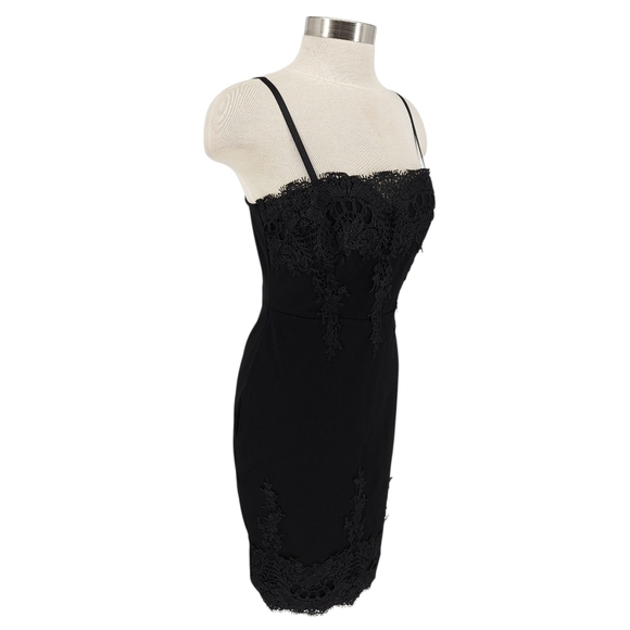 Haute Monde Sheath Dress Black Lace Sleeveless Bodycon Zip Back Large - Picture 3 of 9